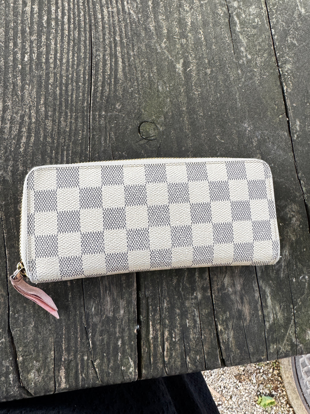 Louis Vuitton Portafogli Clémence in Tela Damier Azur e Interno Rosa Ballerine