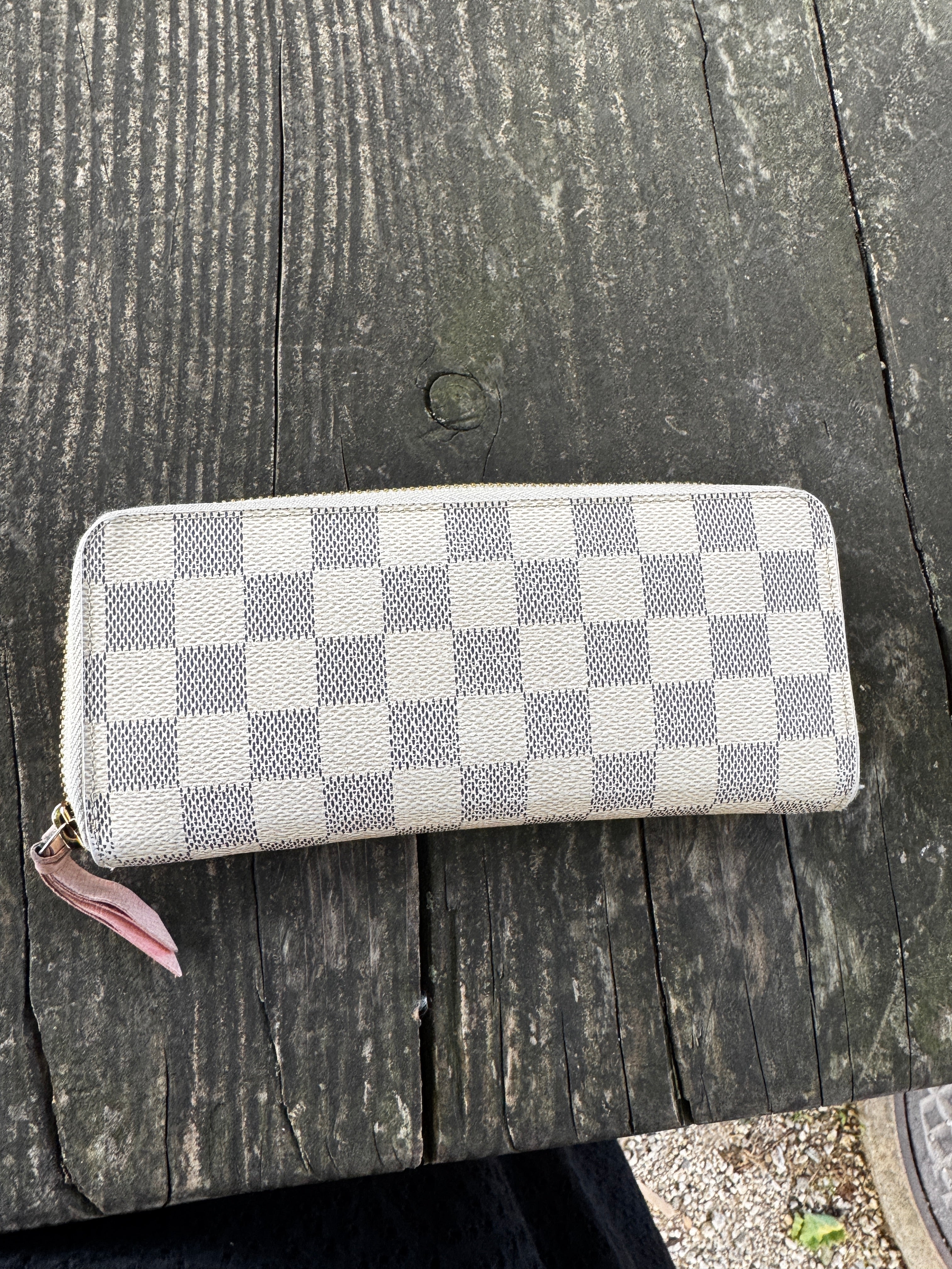 Louis Vuitton Portafogli Clémence in Tela Damier Azur e Interno Rosa Ballerine