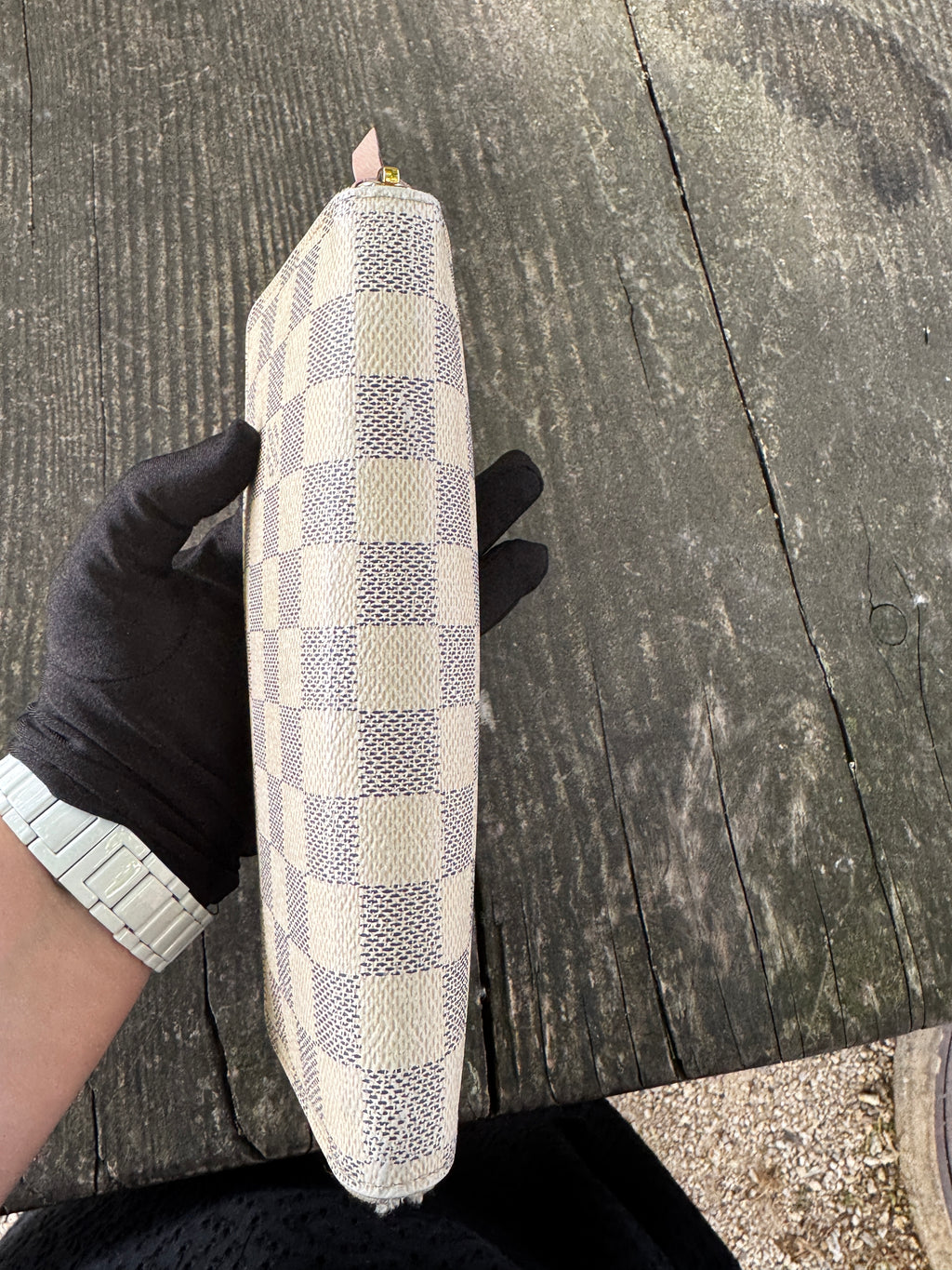 Louis Vuitton Portafogli Clémence in Tela Damier Azur e Interno Rosa Ballerine