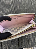 Louis Vuitton Portafogli Clémence in Tela Damier Azur e Interno Rosa Ballerine