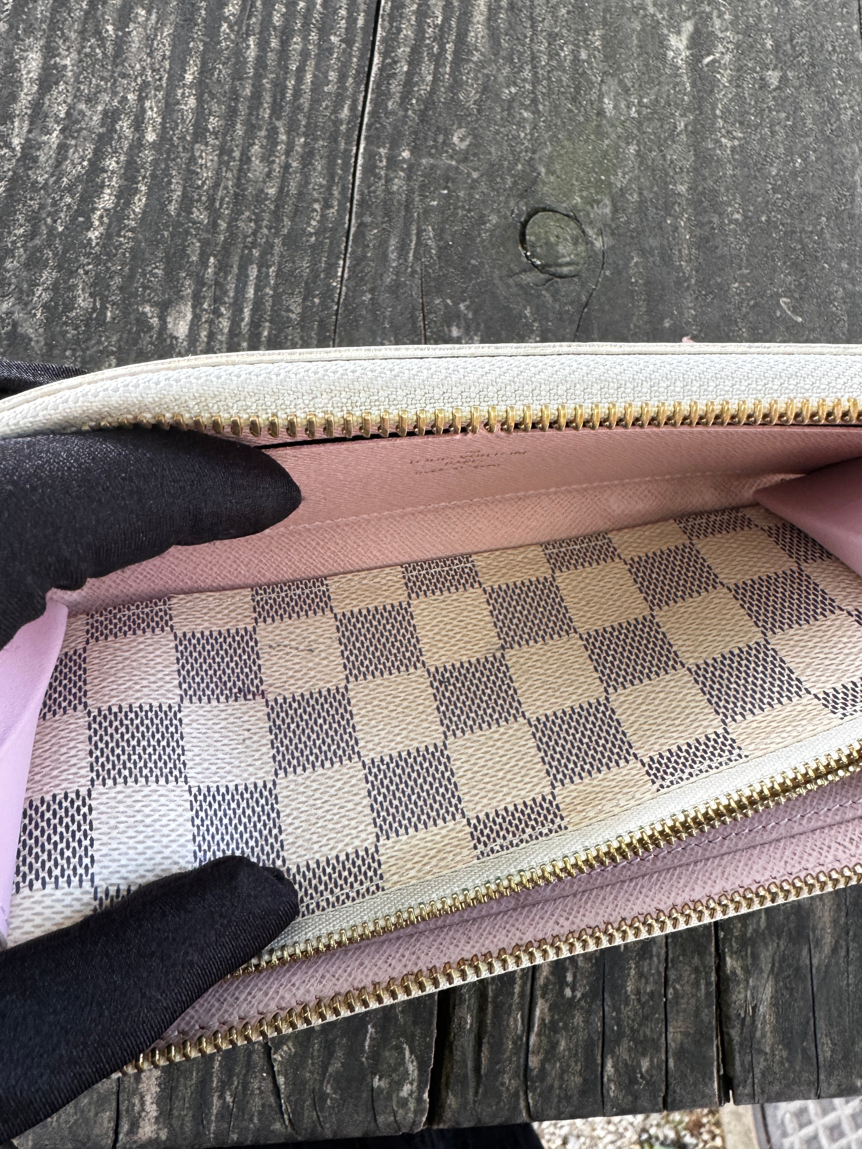 Louis Vuitton Portafogli Clémence in Tela Damier Azur e Interno Rosa Ballerine