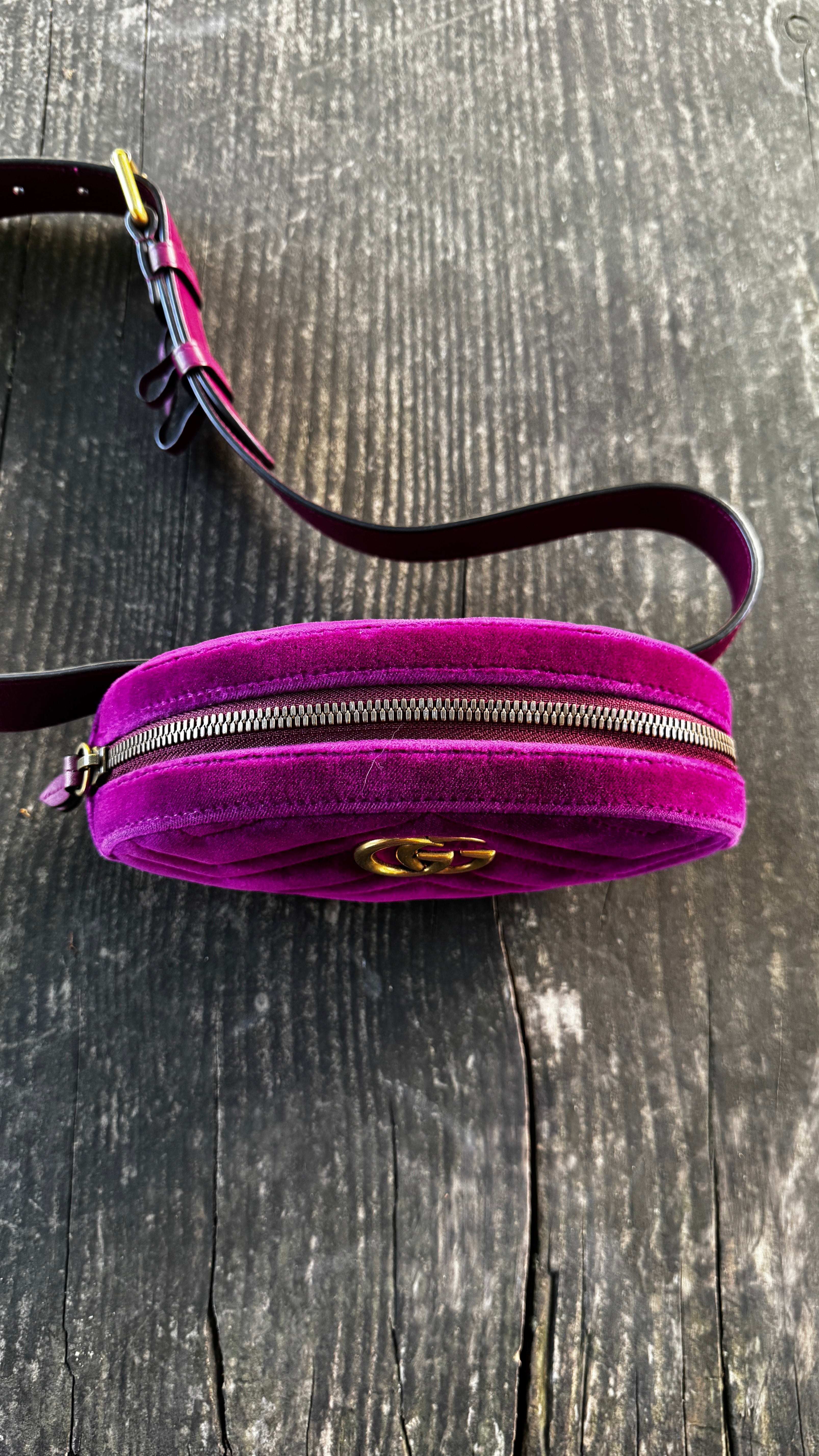 Gucci Marsupio GG Marmont in Velluto - Viola Magenta