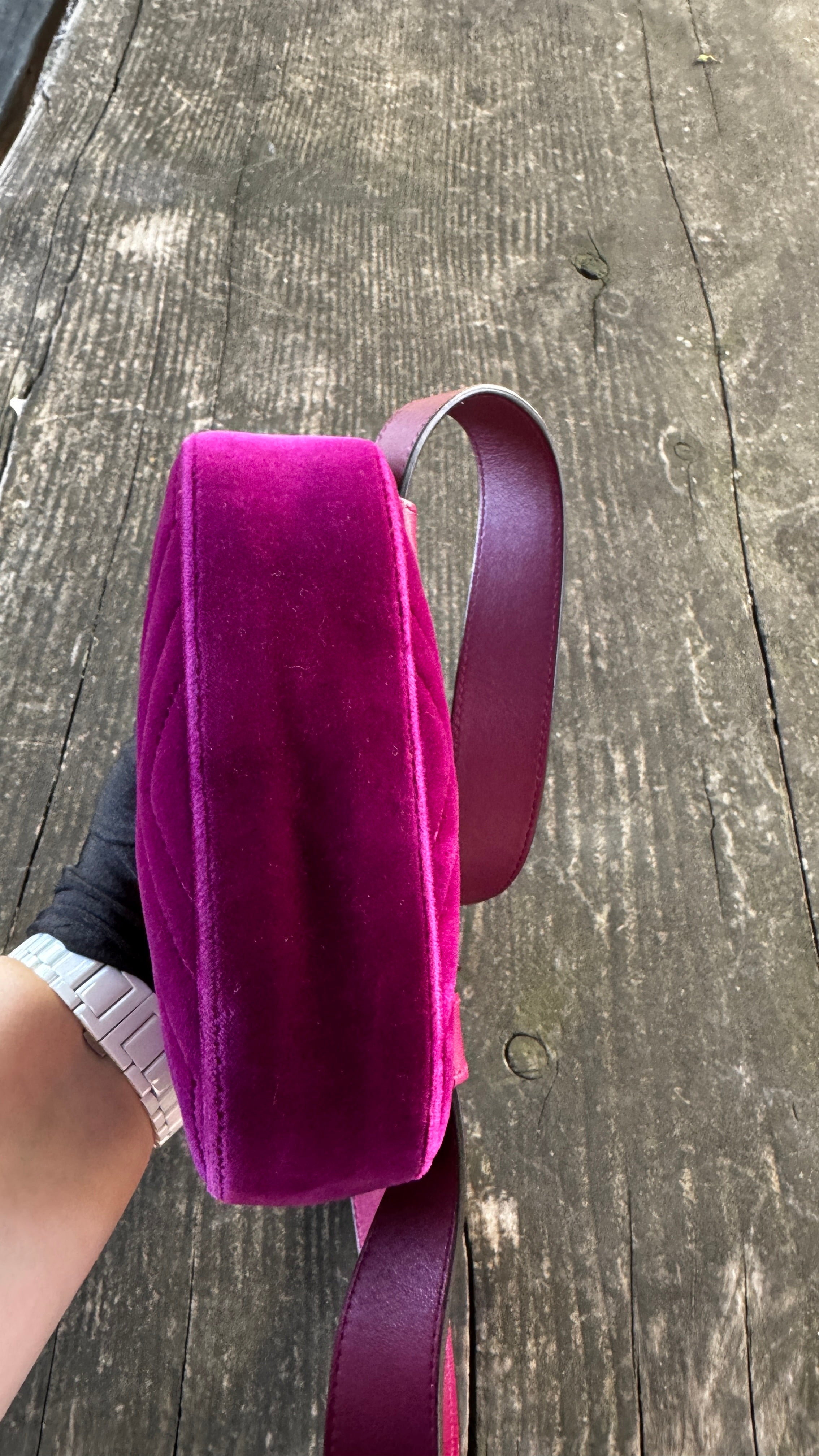 Gucci Marsupio GG Marmont in Velluto - Viola Magenta