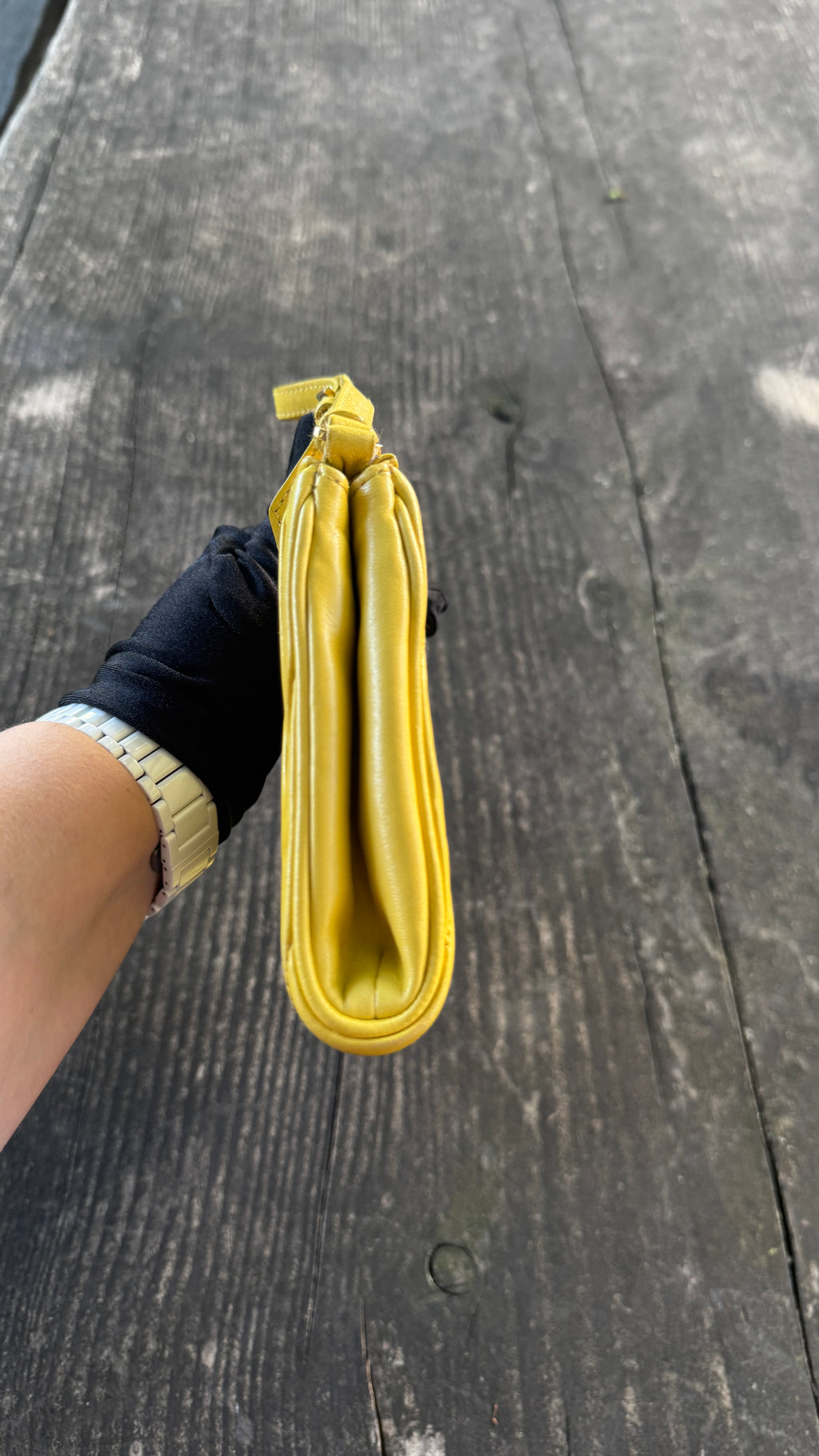 Miu Miu Pochette in Pelle Matelassé - Giallo Lime
