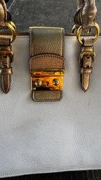Miu Miu "Madras" in Pelle Bicolore - Panna e Oro Metallizzato