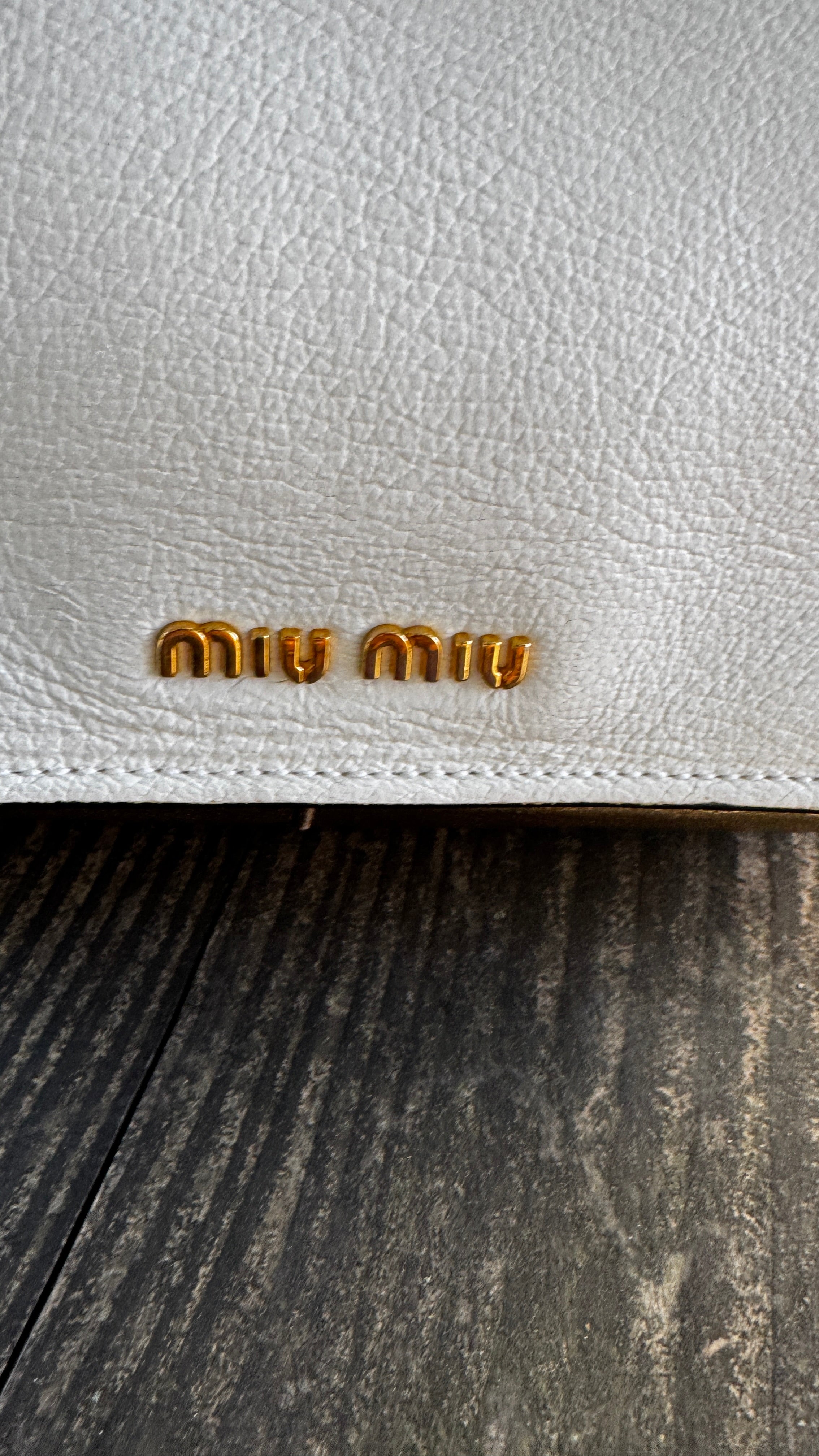Miu Miu "Madras" in Pelle Bicolore - Panna e Oro Metallizzato