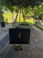 Saint Laurent Loulou Media in Pelle Matelassé - Nero