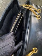 Saint Laurent Loulou Media in Pelle Matelassé - Nero