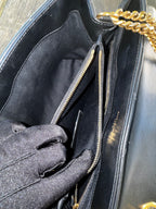 Saint Laurent Loulou Media in Pelle Matelassé - Nero