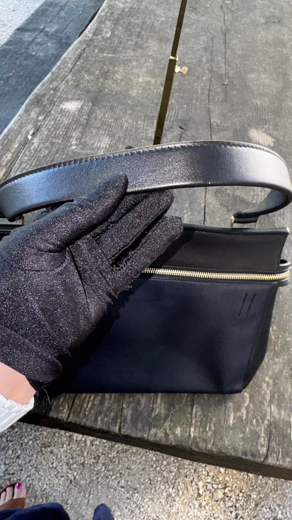 Céline Belt Bag in Pelle - Nero e Blu Notte