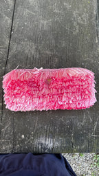 Prada Pochette Fringe Clutch in Raffia - Rosa Begonia