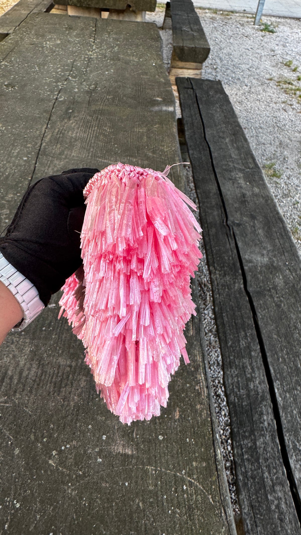Prada Pochette Fringe Clutch in Raffia - Rosa Begonia