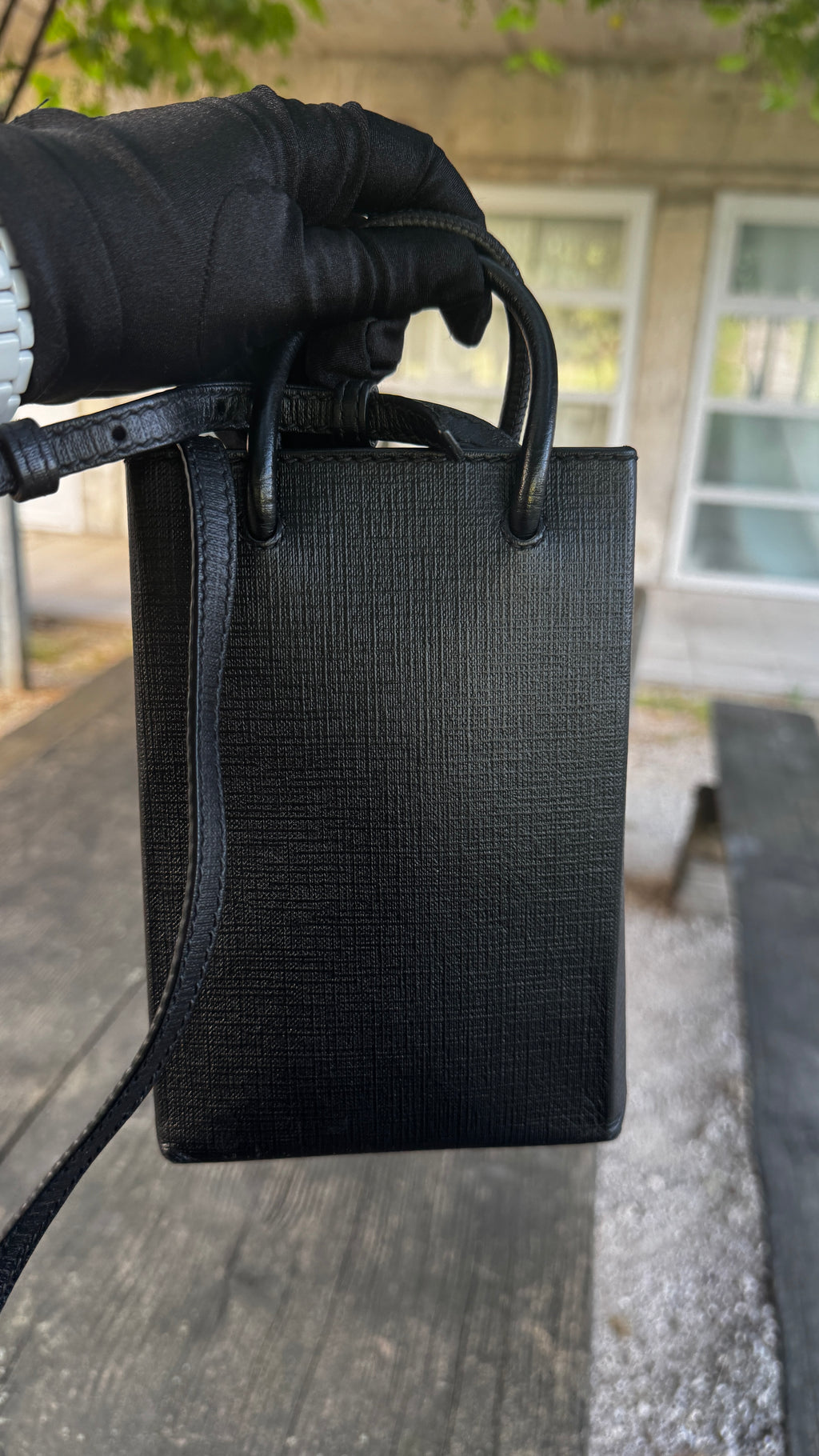 Balenciaga Phone Holder in Pelle - Nero