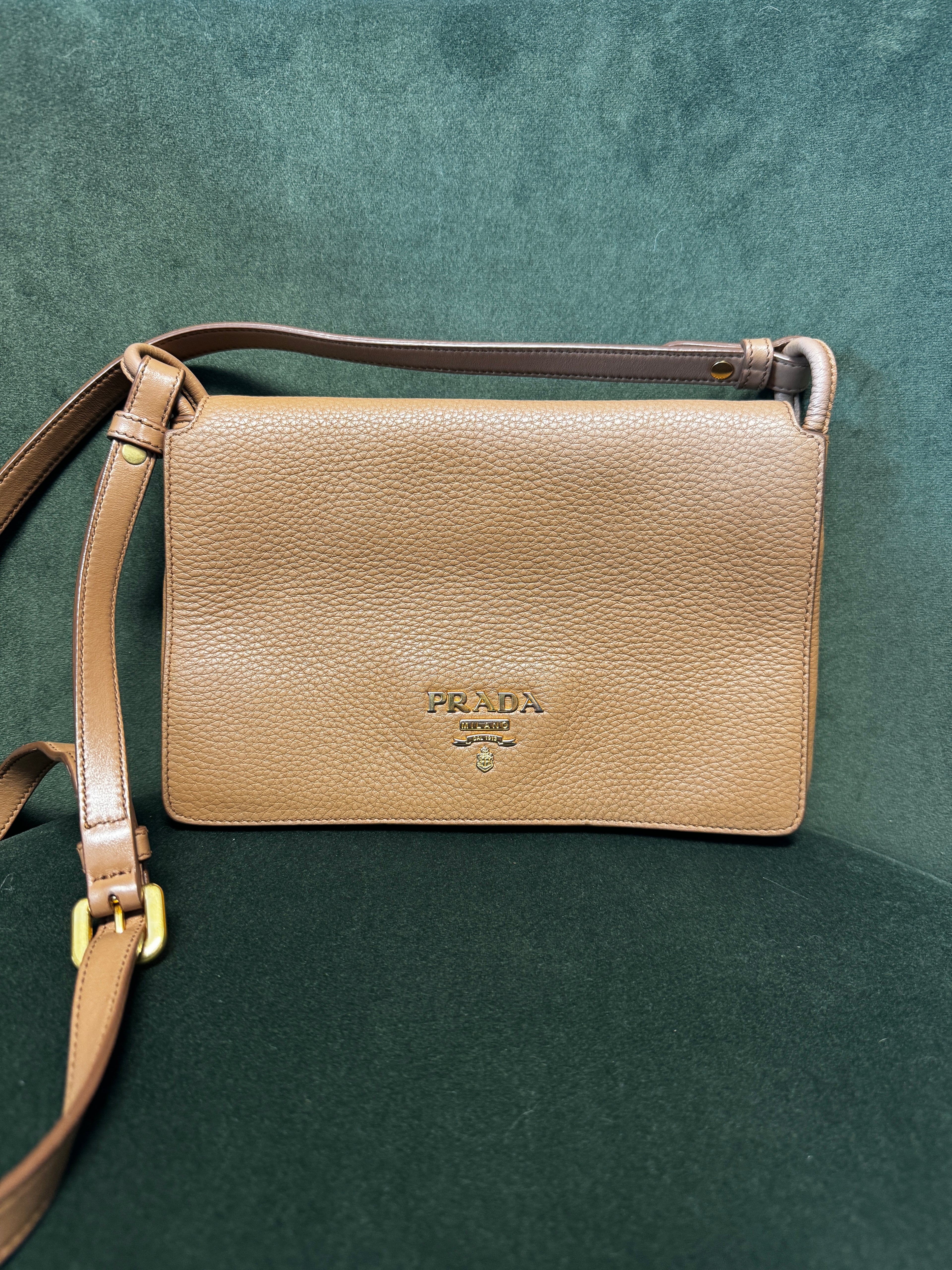 Prada Borsa a Tracolla Double Zip Flap color Cuoio