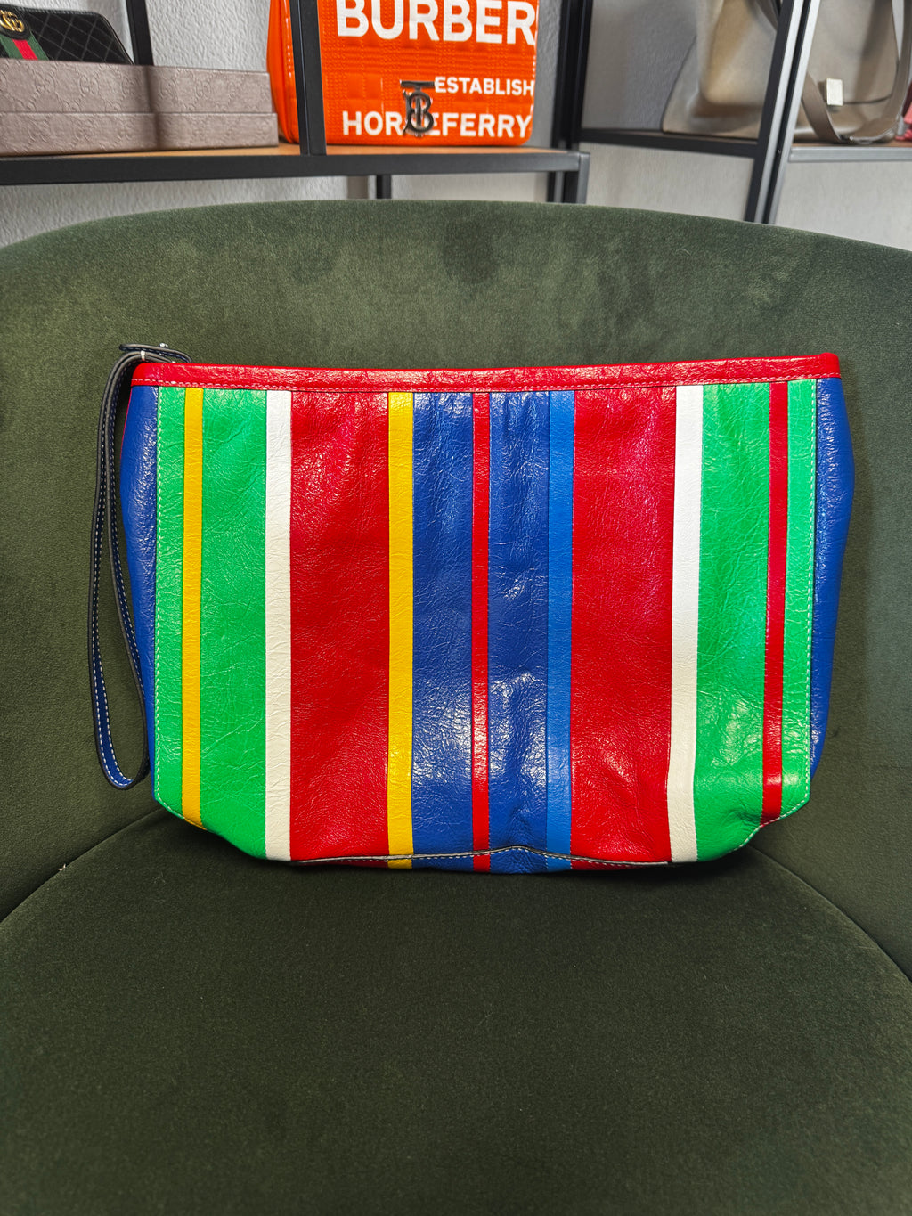 Balenciaga Pochette Barbes Zip Pouch East-West in Pelle Multicolor