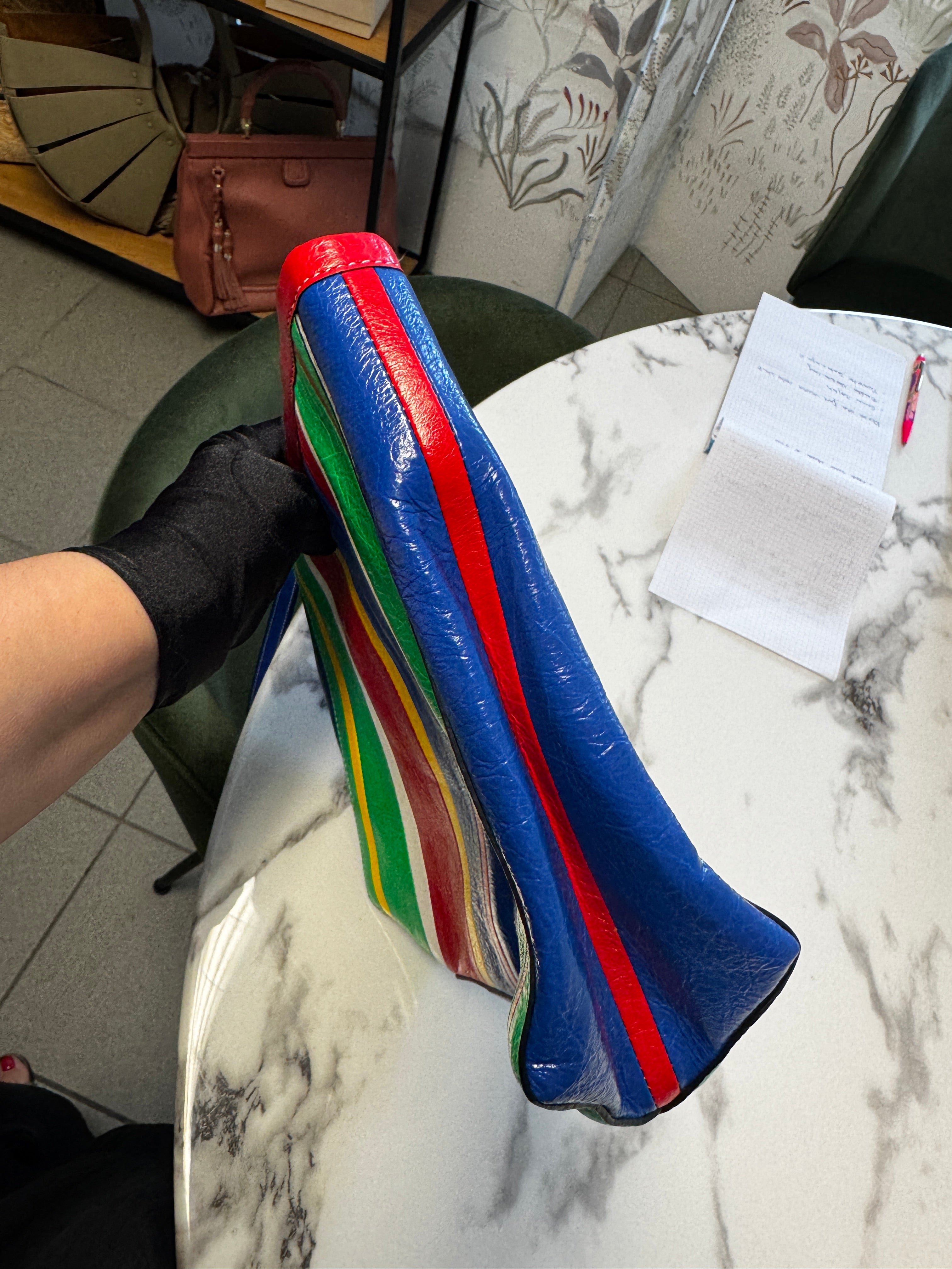 Balenciaga Pochette Barbes Zip Pouch East-West in Pelle Multicolor
