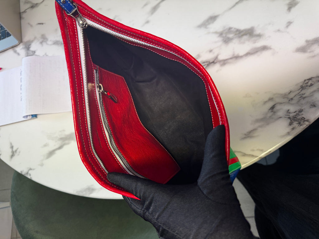 Balenciaga Pochette Barbes Zip Pouch East-West in Pelle Multicolor