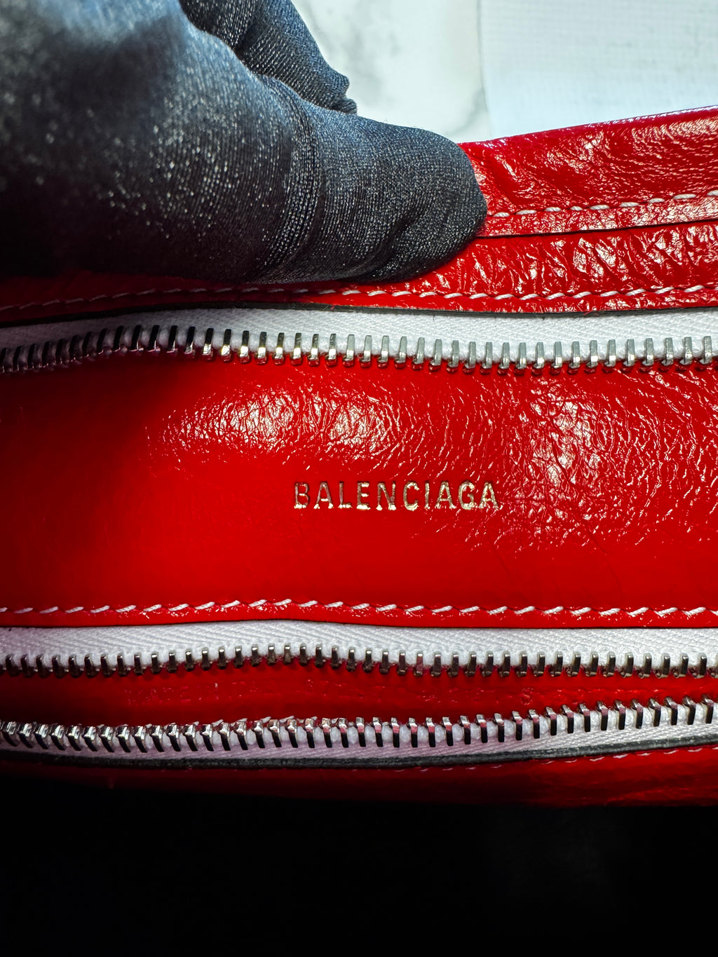 Balenciaga Pochette Barbes Zip Pouch East-West in Pelle Multicolor
