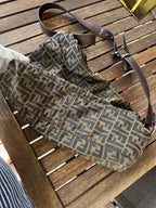 Fendi Borsa a Tracolla Messenger in Tessuto Zucca e Pelle