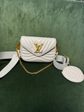 Louis Vuitton New Wave Multi Pochette in Pelle Trapuntata - Bianco Ghiaccio