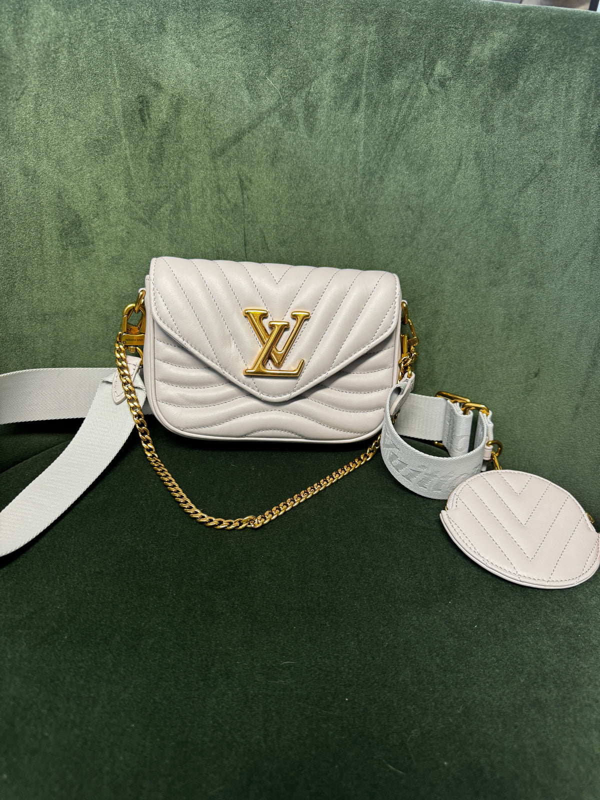 Louis Vuitton New Wave Multi Pochette in Pelle Trapuntata - Bianco Ghiaccio