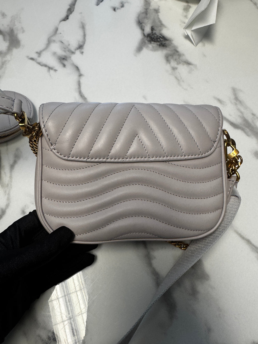 Louis Vuitton New Wave Multi Pochette in Pelle Trapuntata - Bianco Ghiaccio