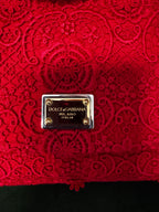 Dolce & Gabbana Miss Sicily Small in Pizzo e Pelle - Rosso Sicilia