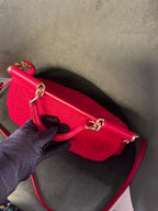 Dolce & Gabbana Miss Sicily Small in Pizzo e Pelle - Rosso Sicilia