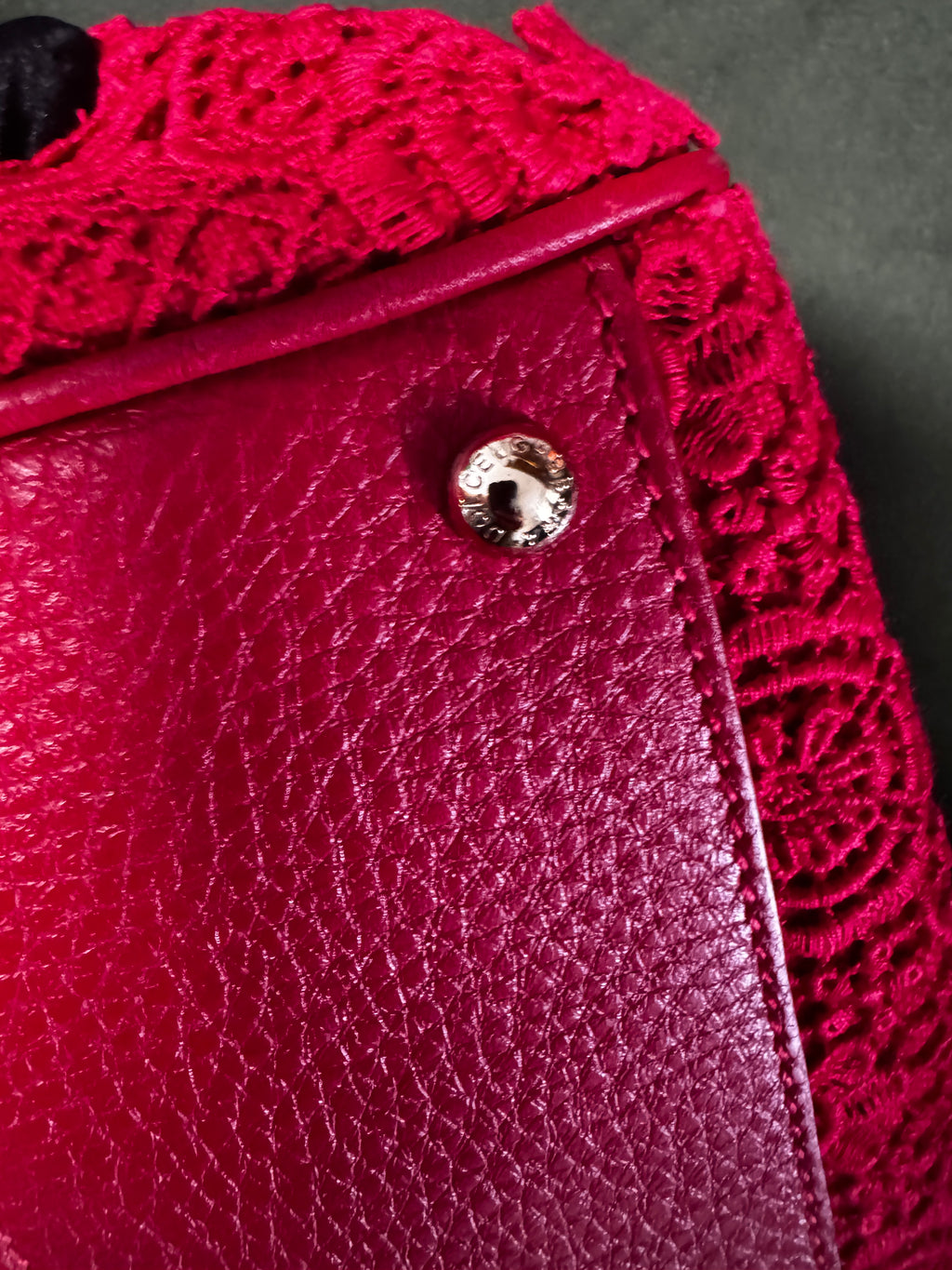 Dolce & Gabbana Miss Sicily Small in Pizzo e Pelle - Rosso Sicilia