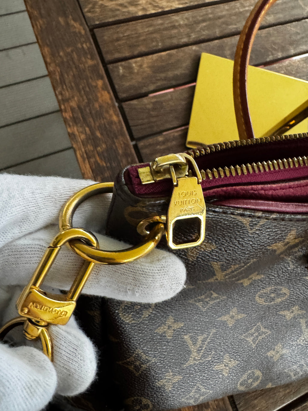Louis Vuitton Pallas MM in Tela Monogram e Pelle di Vitello Aurore