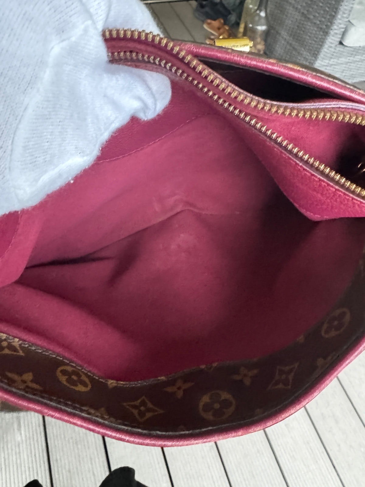 Louis Vuitton Pallas MM in Tela Monogram e Pelle di Vitello Aurore