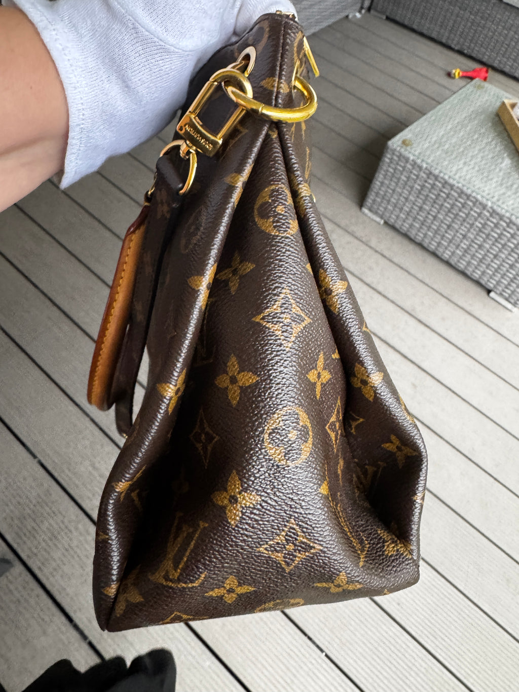 Louis Vuitton Pallas MM in Tela Monogram e Pelle di Vitello Aurore