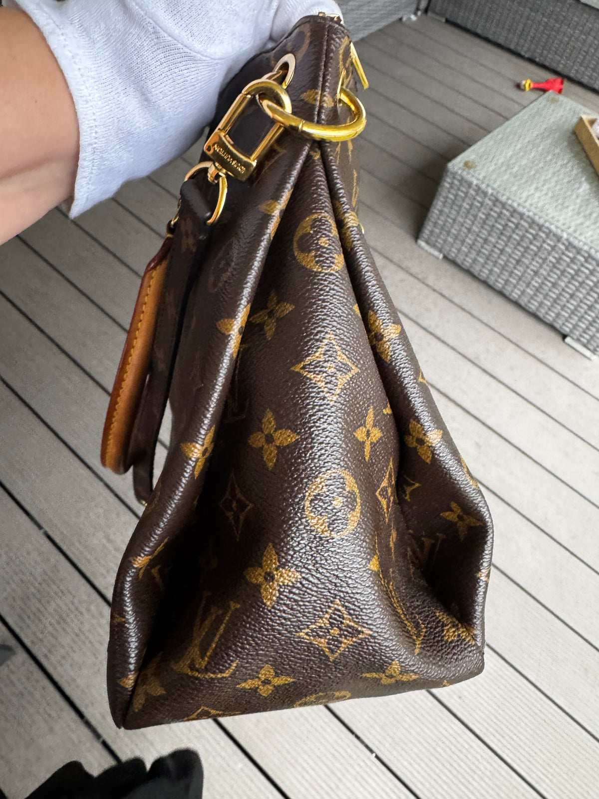 Louis Vuitton Pallas MM in Tela Monogram e Pelle di Vitello Aurore