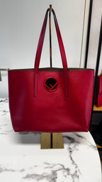 Fendi Shopper Vienna in Pelle con Logo F e Pochette - Rosso
