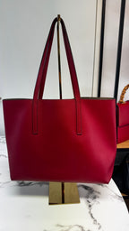 Fendi Shopper Vienna in Pelle con Logo F e Pochette - Rosso