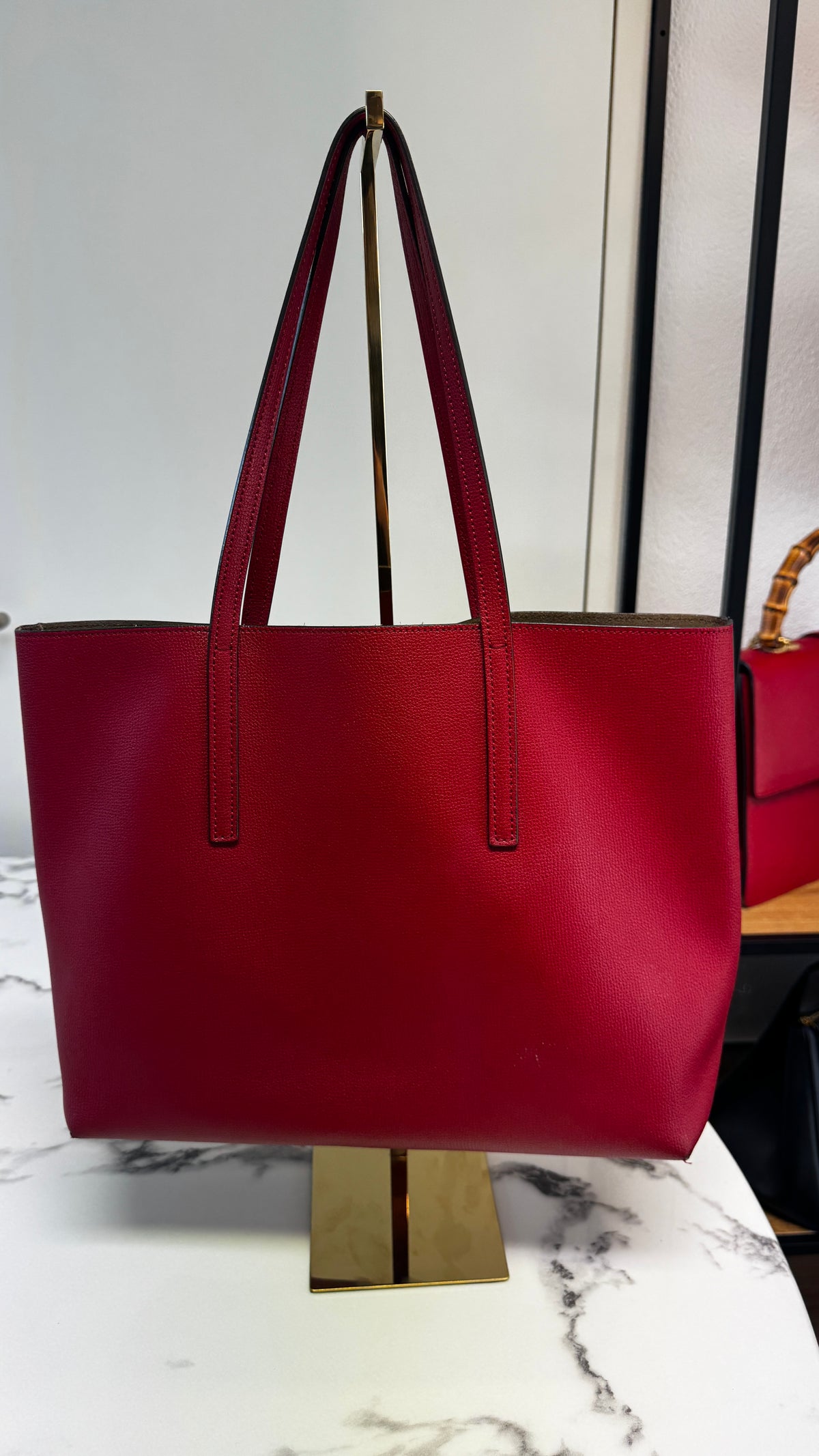 Fendi Shopper Vienna in Pelle con Logo F e Pochette - Rosso