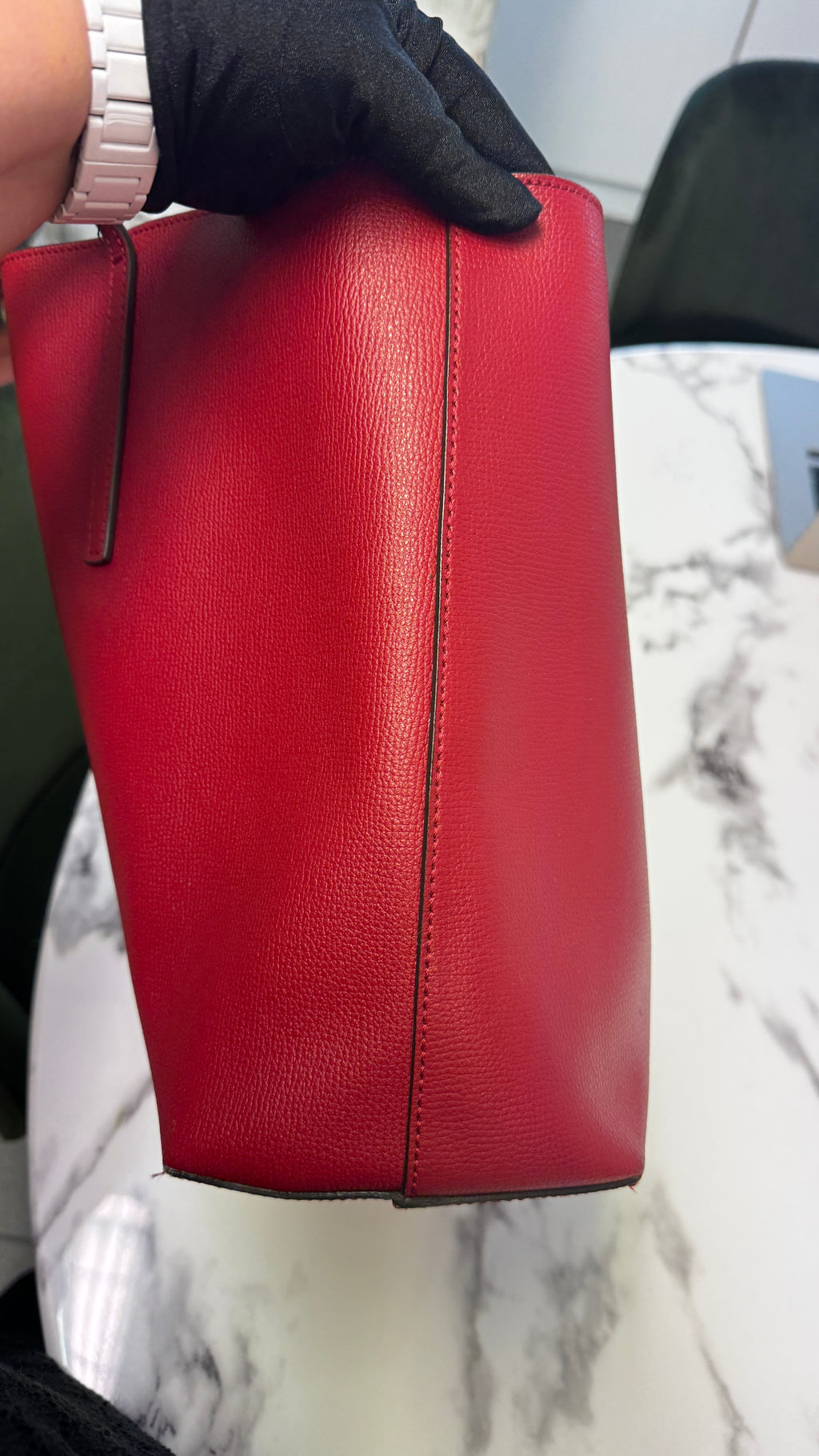 Fendi Shopper Vienna in Pelle con Logo F e Pochette - Rosso