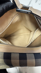 Burberry Borsa Hobo in Canvas Mega Check con Finiture in Pelle Beige