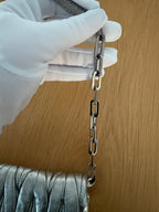 Miu Miu Pochette Crossbody in Pelle Matelassé Argento Metallizzato