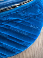Balenciaga Marsupio "Souvenir" in Velluto Matelassé e Pelle - Blu Elettrico
