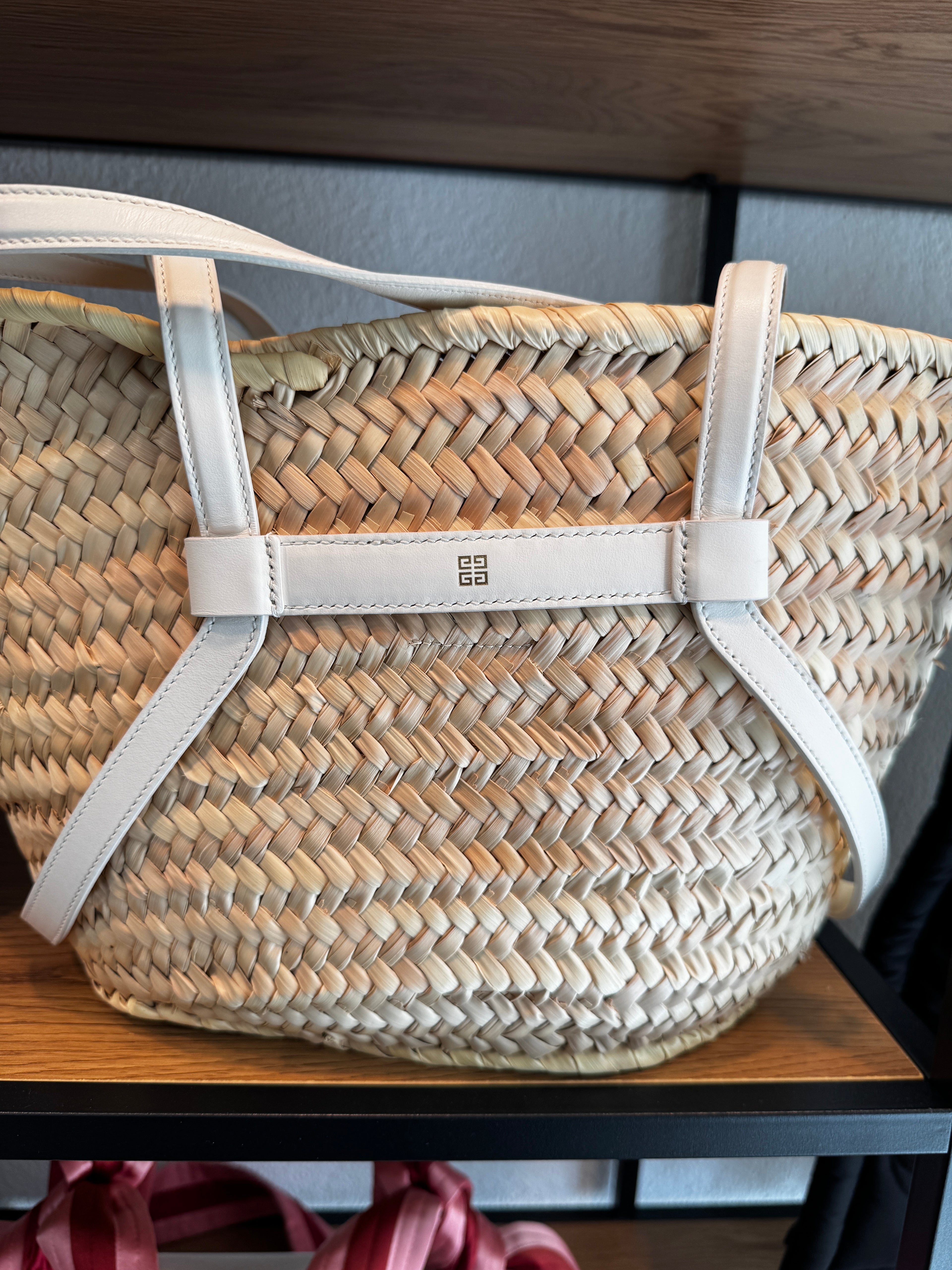 Givenchy Voyou Basket Small in Paglia e Pelle - Off-White