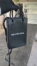 Balenciaga Phone Holder in Pelle - Nero